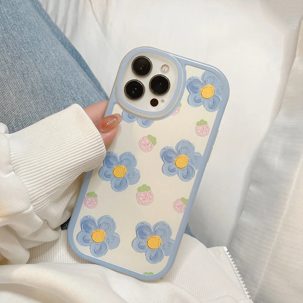 Cartoon cute for iphone15 case 11 12 14Pro max 13 Mini 7 8Plus SE 2020 XR XS X shockproof soft shell small floral case