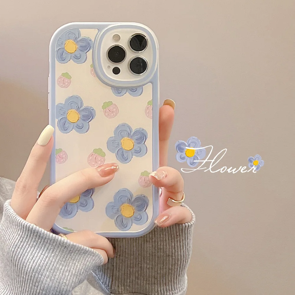 Cartoon cute for iphone15 case 11 12 14Pro max 13 Mini 7 8Plus SE 2020 XR XS X shockproof soft shell small floral case
