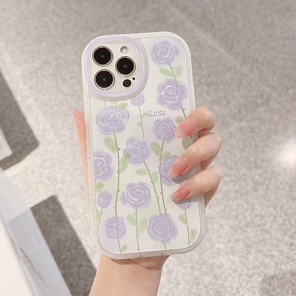 Cartoon cute for iphone15 case 11 12 14Pro max 13 Mini 7 8Plus SE 2020 XR XS X shockproof soft shell small floral case