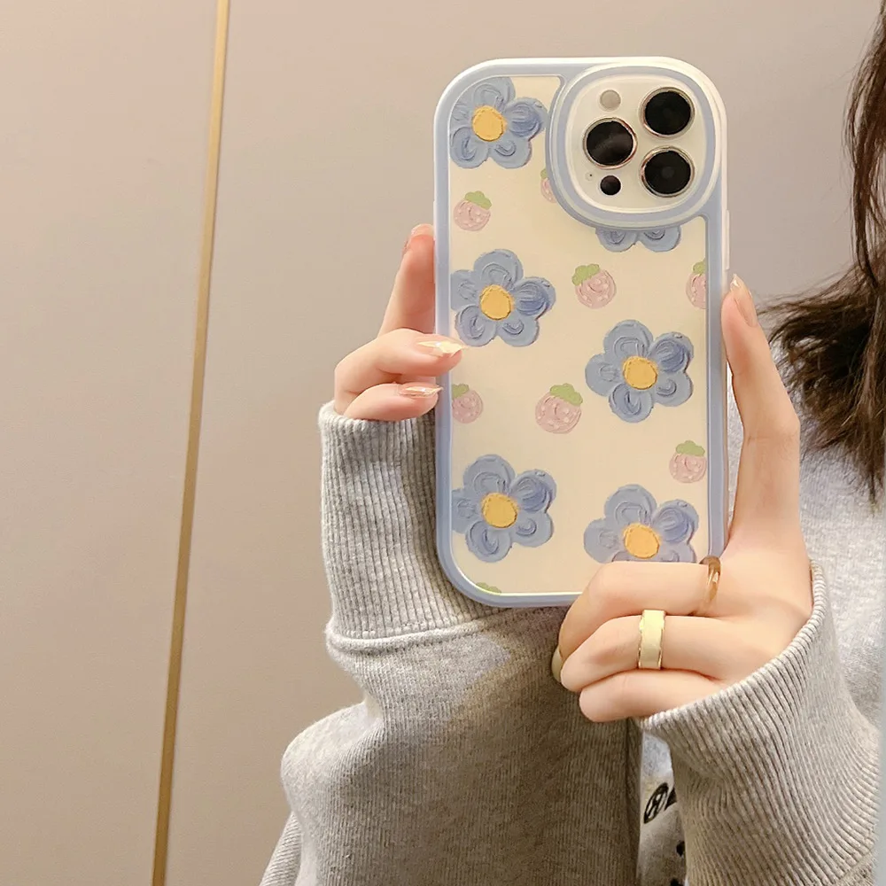 Cartoon cute for iphone15 case 11 12 14Pro max 13 Mini 7 8Plus SE 2020 XR XS X shockproof soft shell small floral case