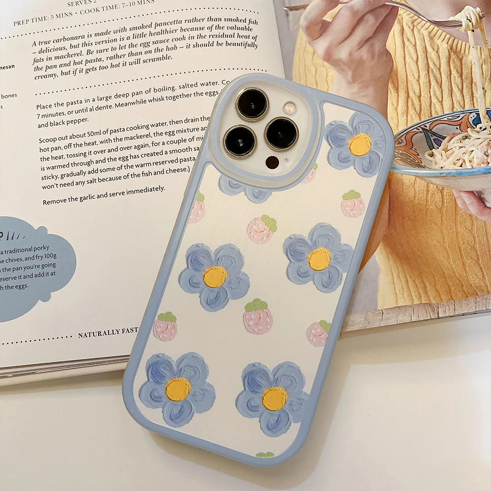 Cartoon cute for iphone15 case 11 12 14Pro max 13 Mini 7 8Plus SE 2020 XR XS X shockproof soft shell small floral case
