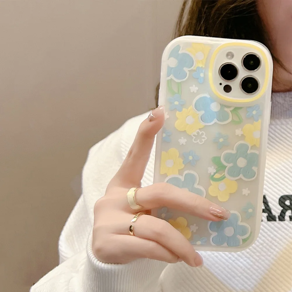 Cartoon cute for iphone15 case 11 12 14Pro max 13 Mini 7 8Plus SE 2020 XR XS X shockproof soft shell small floral case