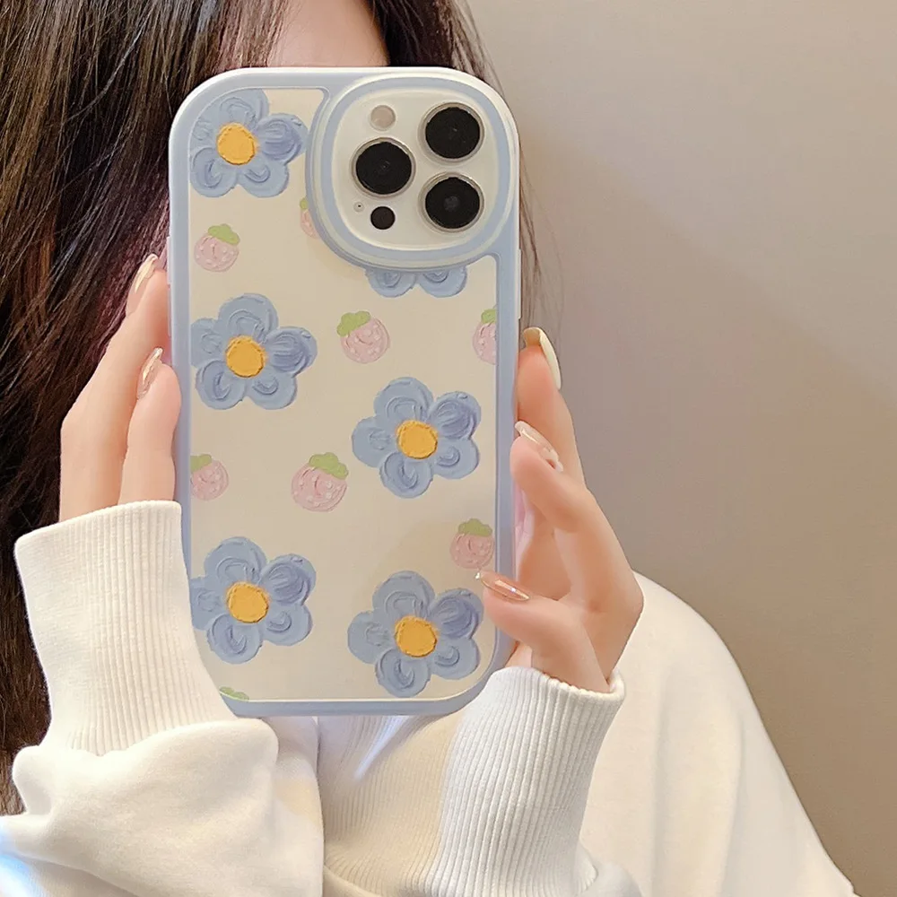 Cartoon cute for iphone15 case 11 12 14Pro max 13 Mini 7 8Plus SE 2020 XR XS X shockproof soft shell small floral case