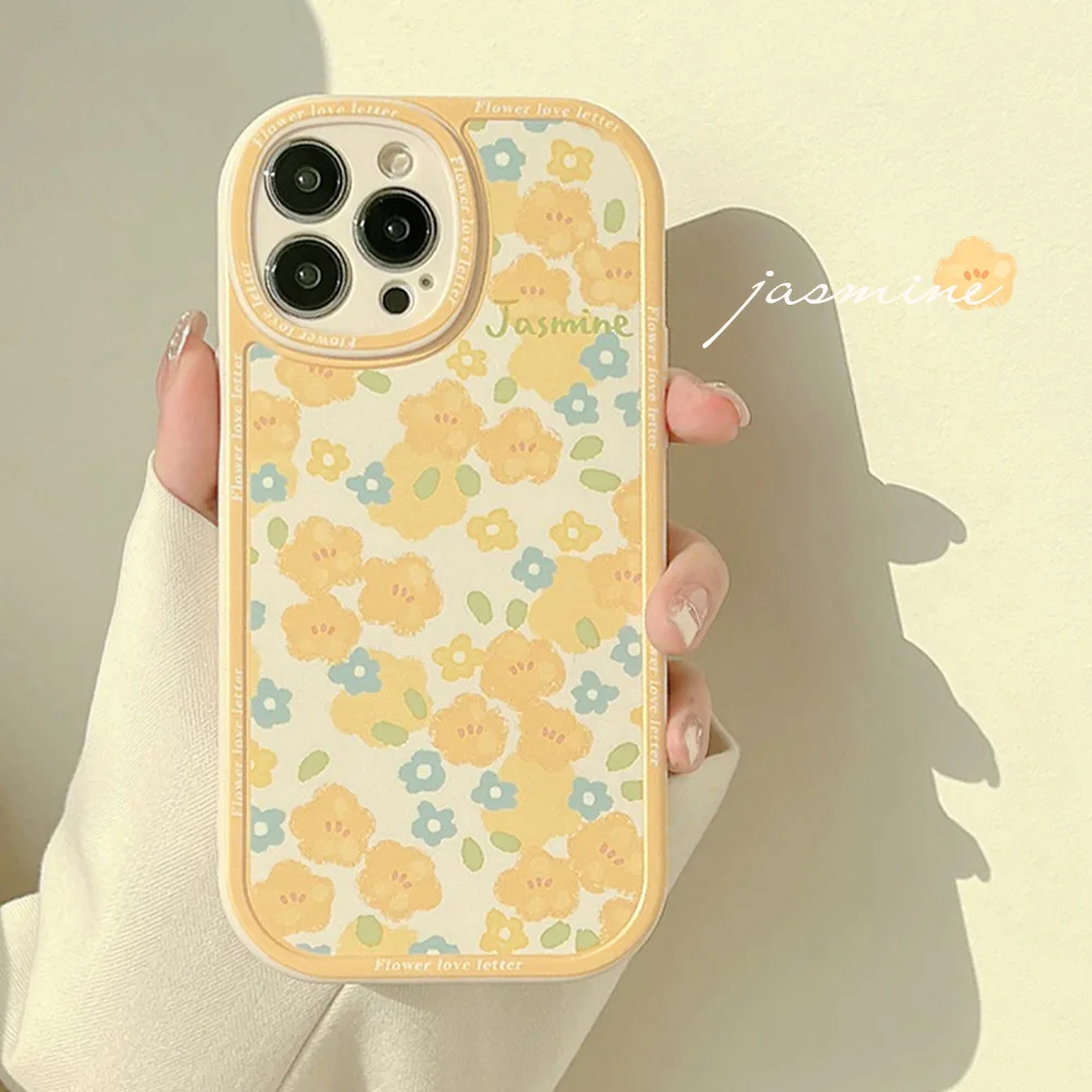 Cartoon cute for iphone15 case 11 12 14Pro max 13 Mini 7 8Plus SE 2020 XR XS X shockproof soft shell small floral case