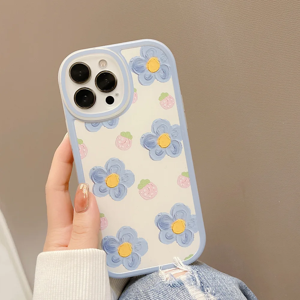Cartoon cute for iphone15 case 11 12 14Pro max 13 Mini 7 8Plus SE 2020 XR XS X shockproof soft shell small floral case