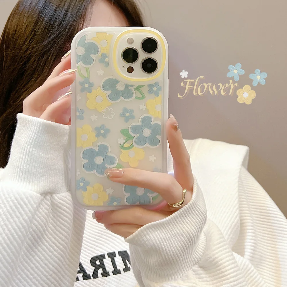 Cartoon cute for iphone15 case 11 12 14Pro max 13 Mini 7 8Plus SE 2020 XR XS X shockproof soft shell small floral case