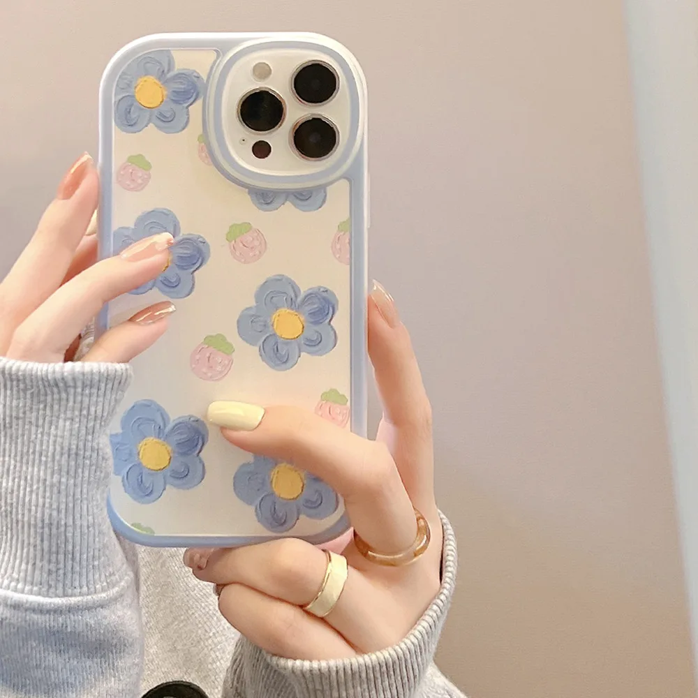 Cartoon cute for iphone15 case 11 12 14Pro max 13 Mini 7 8Plus SE 2020 XR XS X shockproof soft shell small floral case