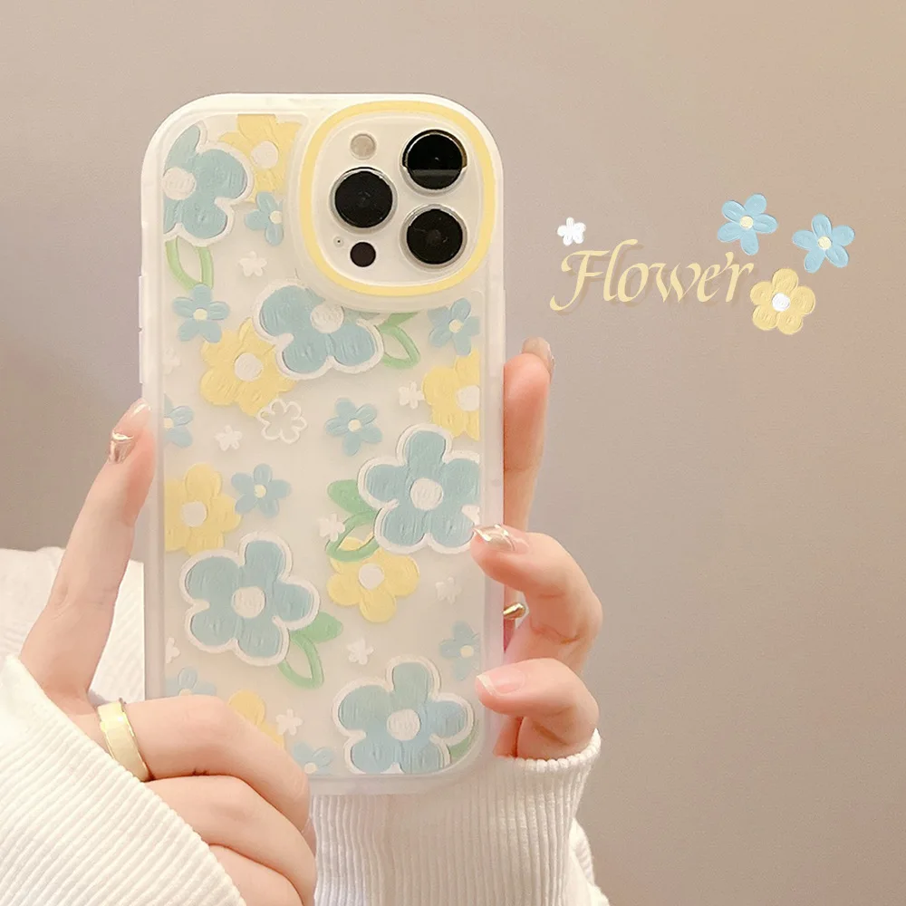 Cartoon cute for iphone15 case 11 12 14Pro max 13 Mini 7 8Plus SE 2020 XR XS X shockproof soft shell small floral case