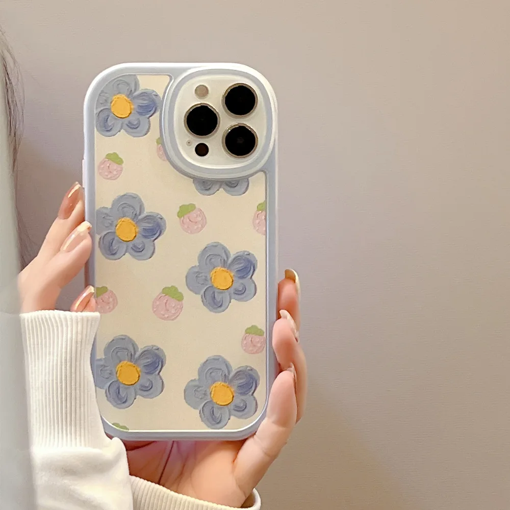 Cartoon cute for iphone15 case 11 12 14Pro max 13 Mini 7 8Plus SE 2020 XR XS X shockproof soft shell small floral case