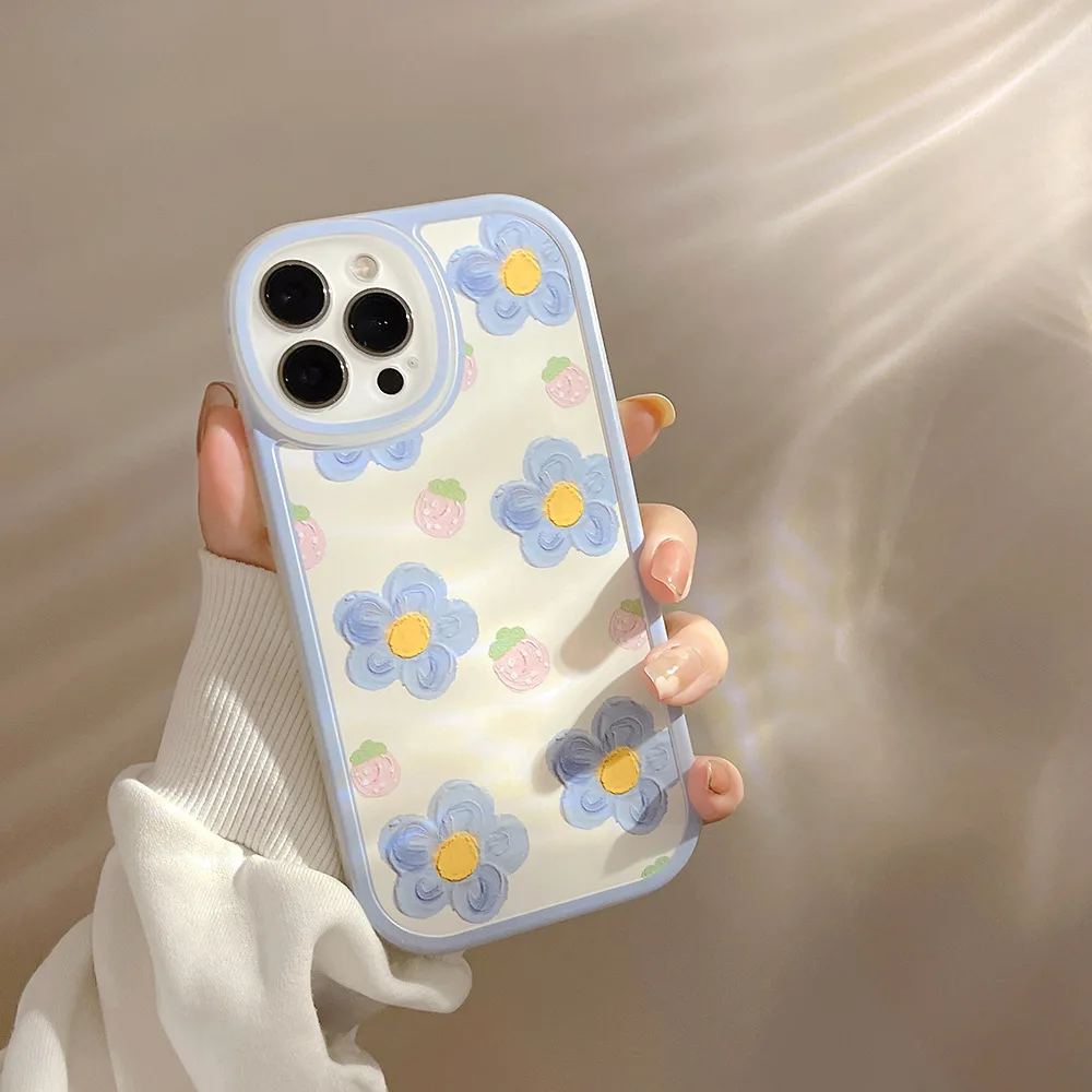 Cartoon cute for iphone15 case 11 12 14Pro max 13 Mini 7 8Plus SE 2020 XR XS X shockproof soft shell small floral case