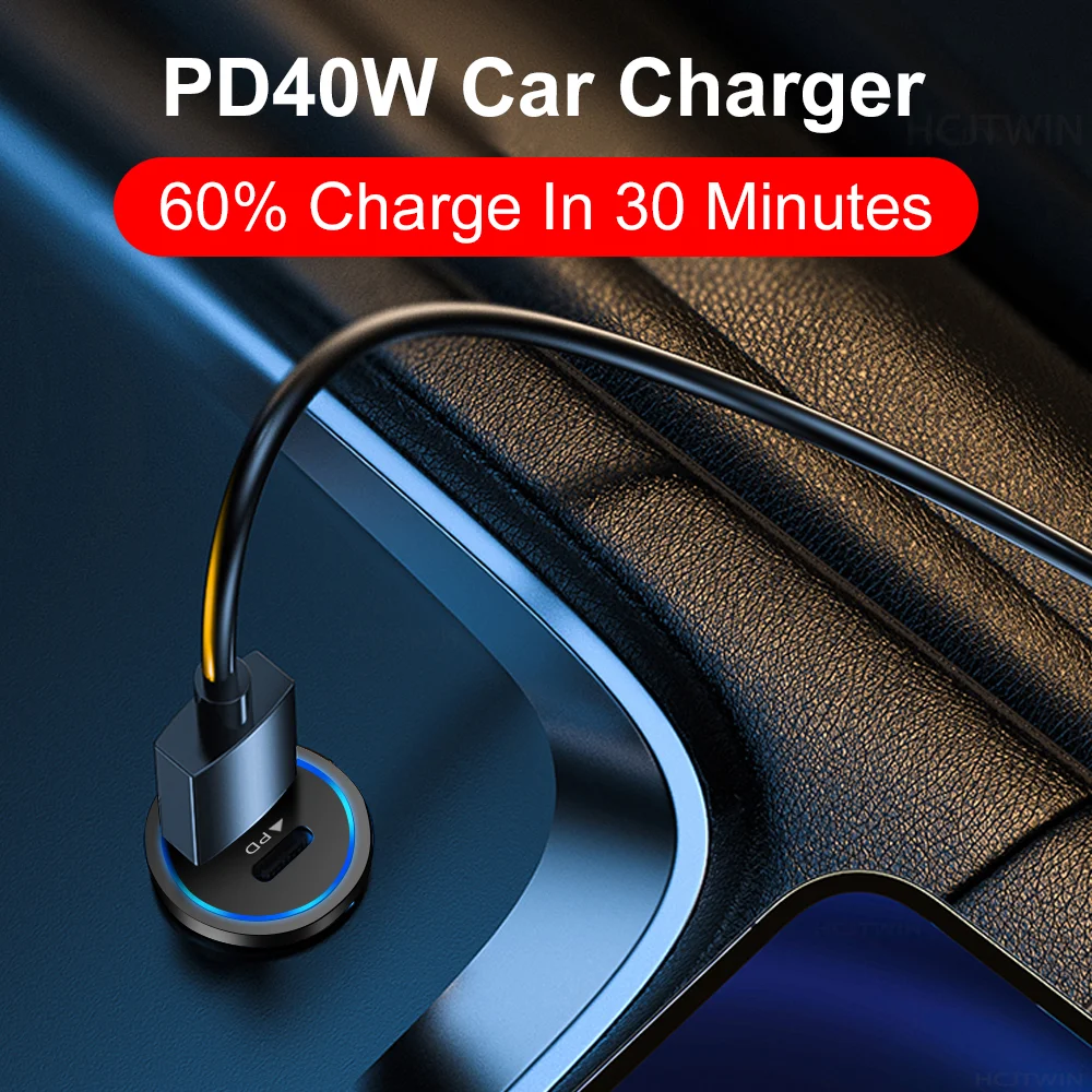 Olaf Dual USB C Fast Car Charger 40W 2 Port Type C PD Car Phone Charger for iPhone 13 12 11 Pro Max Samsung Power Adapter in Car