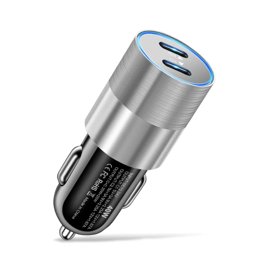 Olaf Dual USB C Fast Car Charger 40W 2 Port Type C PD Car Phone Charger for iPhone 13 12 11 Pro Max Samsung Power Adapter in Car