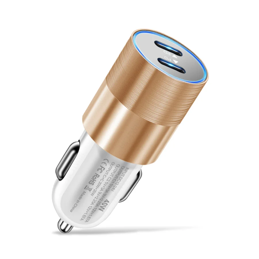 Olaf Dual USB C Fast Car Charger 40W 2 Port Type C PD Car Phone Charger for iPhone 13 12 11 Pro Max Samsung Power Adapter in Car
