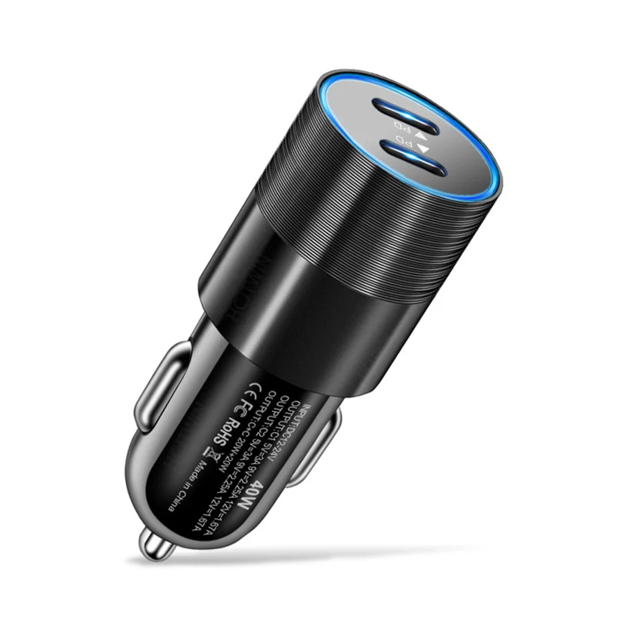 Olaf Dual USB C Fast Car Charger 40W 2 Port Type C PD Car Phone Charger for iPhone 13 12 11 Pro Max Samsung Power Adapter in Car