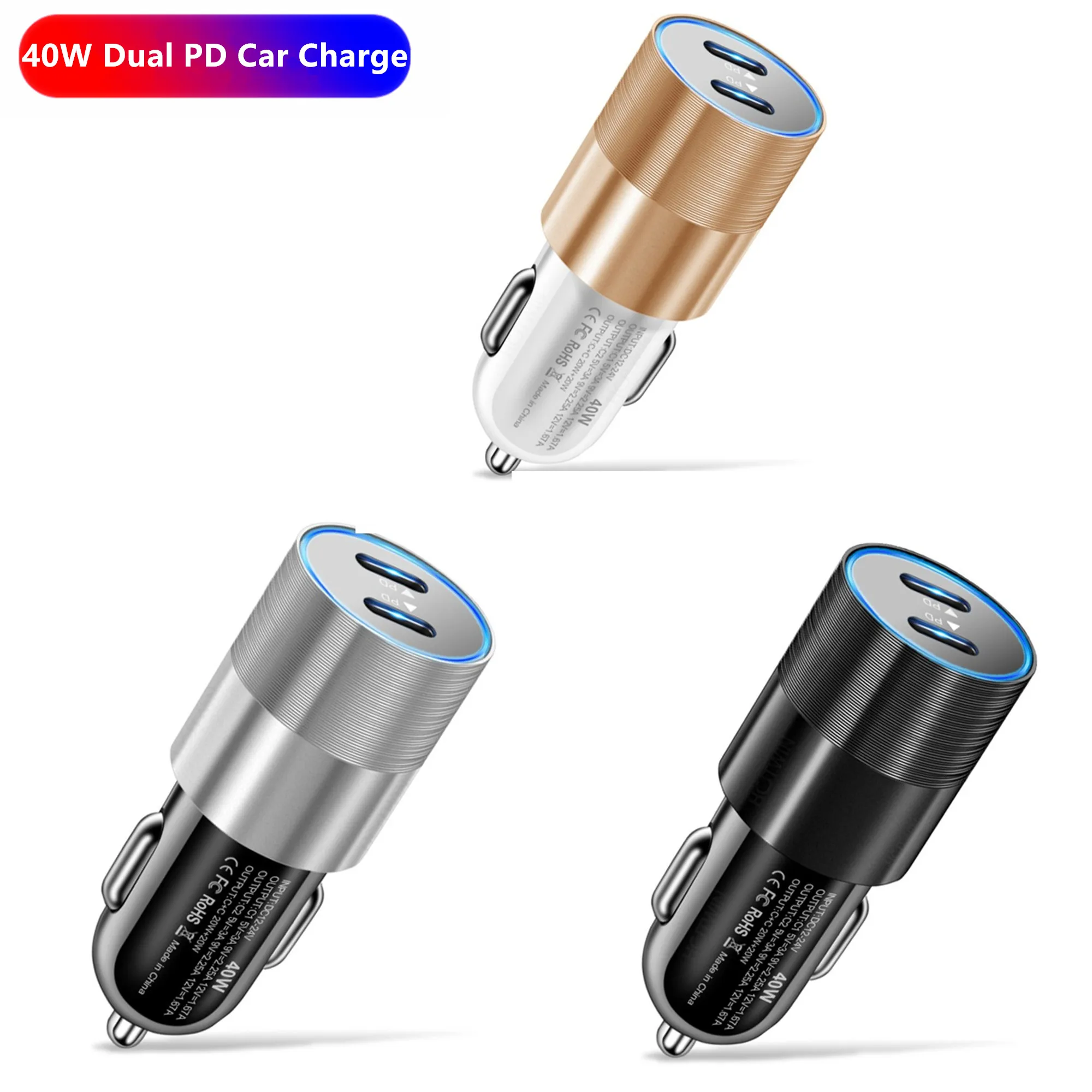 Olaf Dual USB C Fast Car Charger 40W 2 Port Type C PD Car Phone Charger for iPhone 13 12 11 Pro Max Samsung Power Adapter in Car