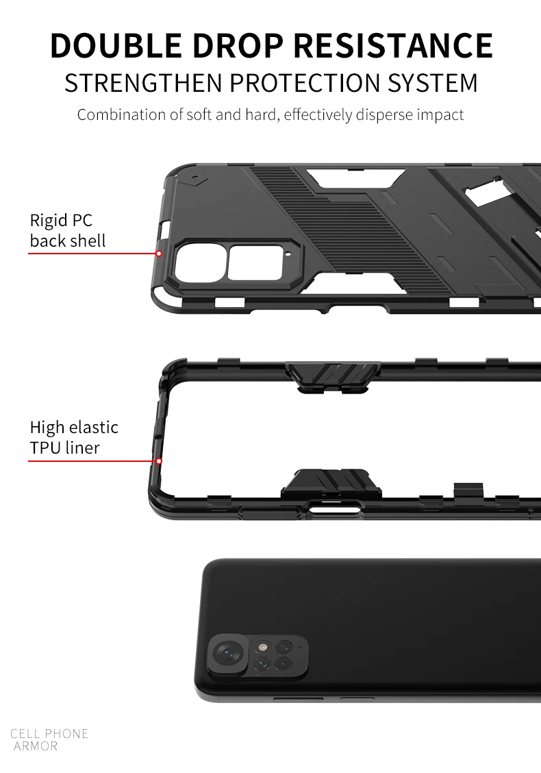 For Redmi Note 10 11 11S 10S 10A 10C Case Shockproof Armor Back Coque Xiaomi Poco F3 F4 F5 M3 M4 Pro X3 NFC X4 GT 4G 5G Cover