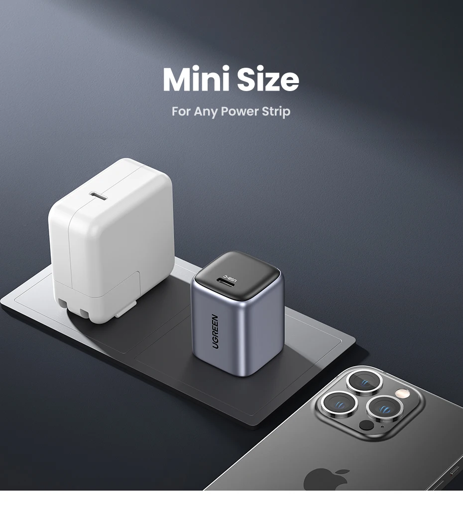 【US Plug】UGREEN 20W GaN Charger PD Fast Charger USB C PD3.0 QC3.0 Quick Charging For iPhone 15 14 Pro Samsung Xiaomi USB Charger