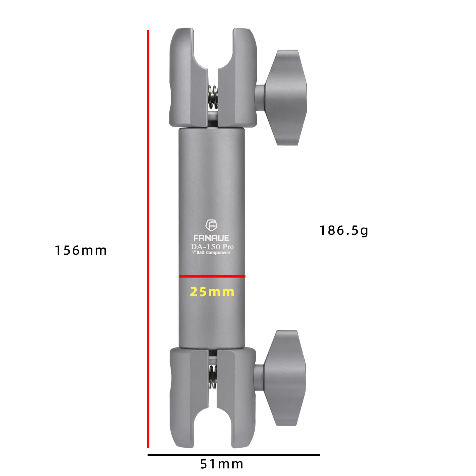 FANAUE Aluminum Alloy Double Socket Arm 25 MM/1 Inch Ball Head Holder Mount Clamp for Bicycle Motorcycle Camera for RAM MOUNTS