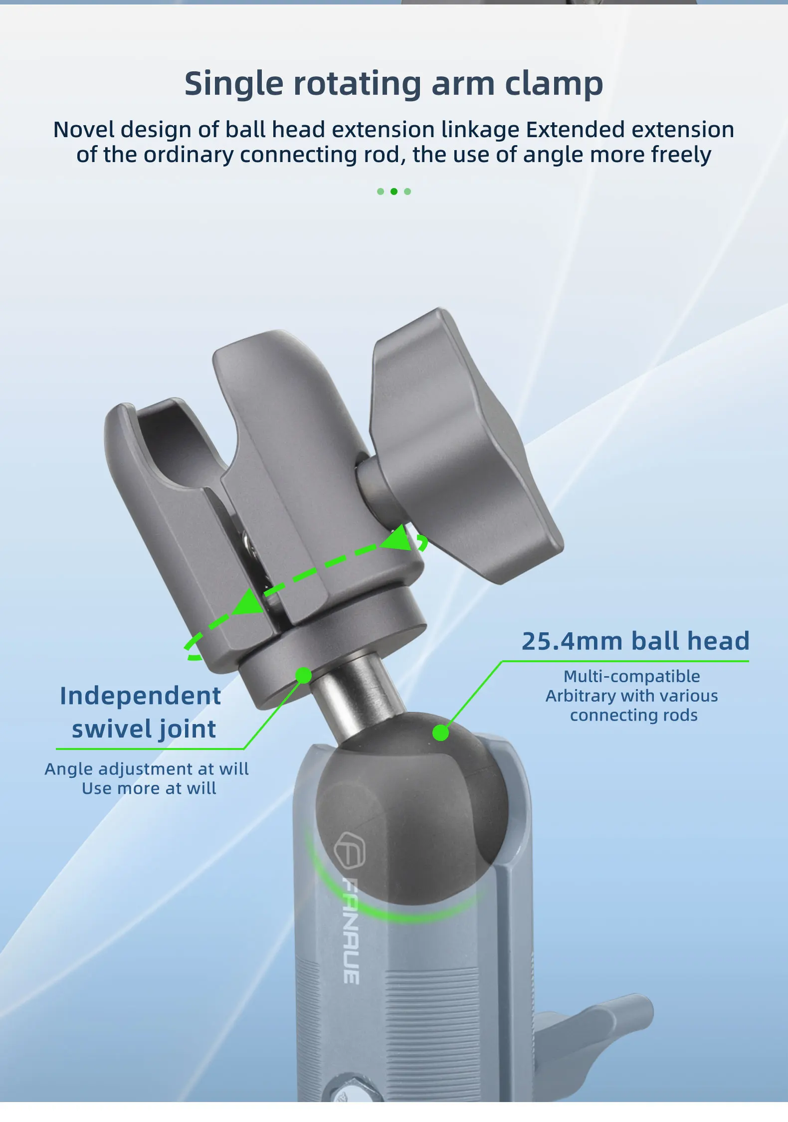 FANAUE Aluminum Alloy Double Socket Arm 25 MM/1 Inch Ball Head Holder Mount Clamp for Bicycle Motorcycle Camera for RAM MOUNTS