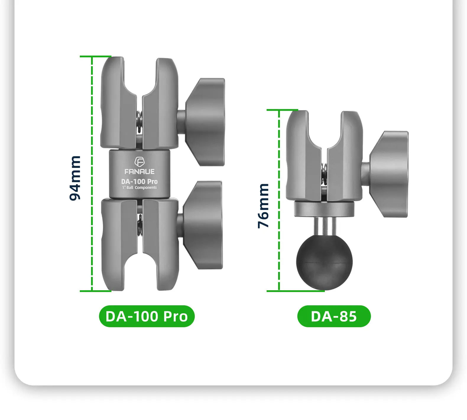 FANAUE Aluminum Alloy Double Socket Arm 25 MM/1 Inch Ball Head Holder Mount Clamp for Bicycle Motorcycle Camera for RAM MOUNTS