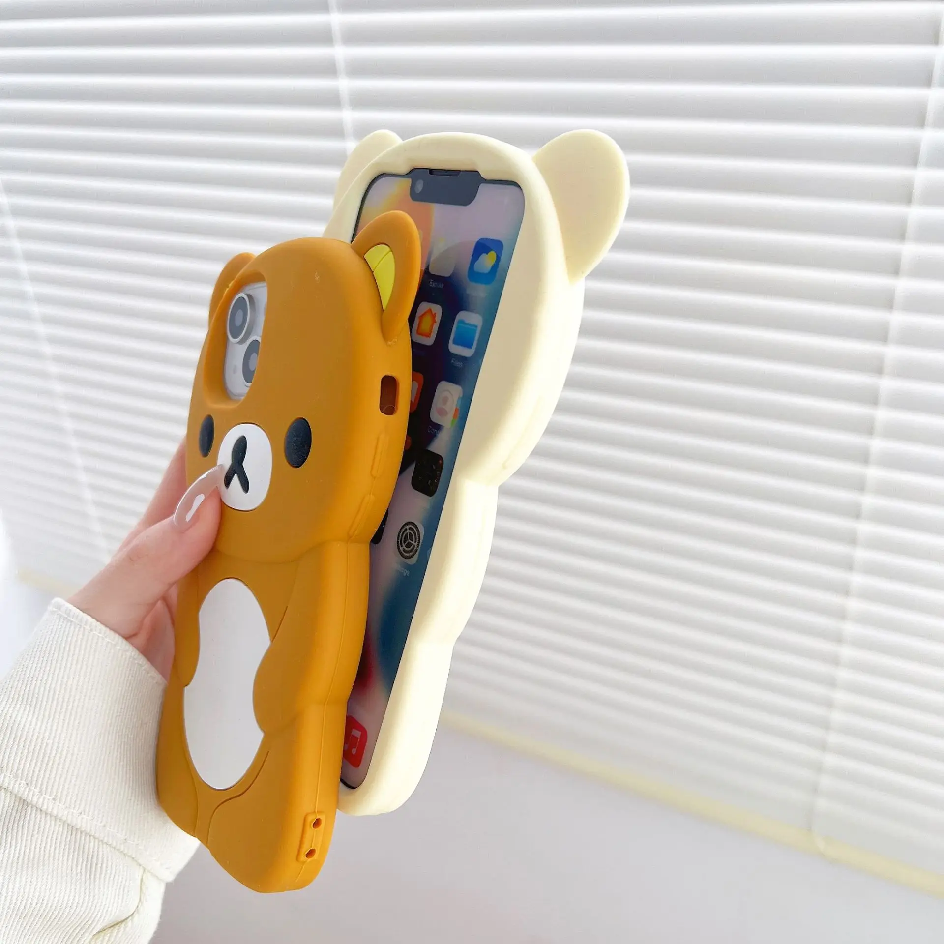 For iPhone 18 17 16 15 14 13 12 11 Pro Plus mini Max Xs XR 6 7 8 SE Silicone Rilakkuma Bear Soft Cover Case