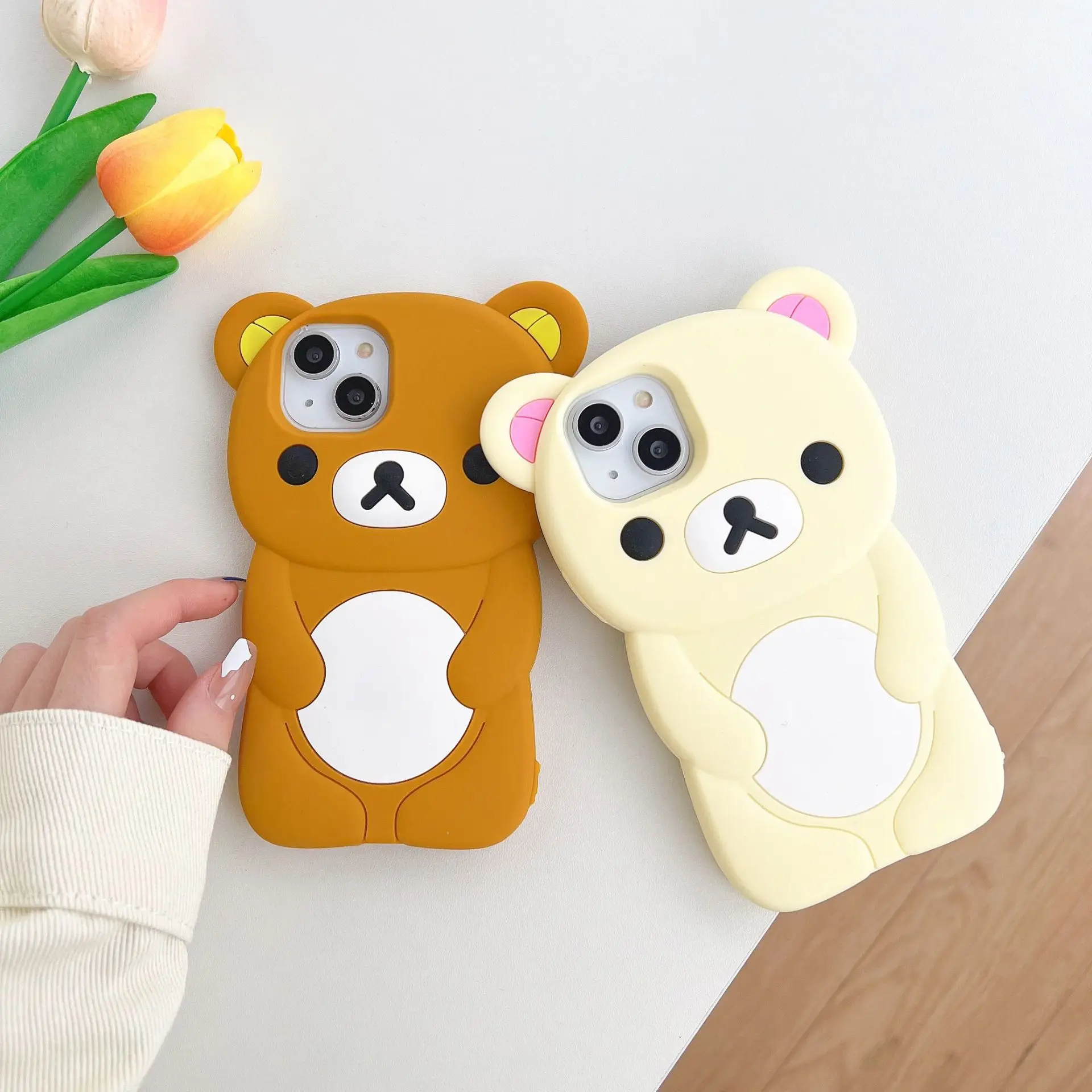 For iPhone 18 17 16 15 14 13 12 11 Pro Plus mini Max Xs XR 6 7 8 SE Silicone Rilakkuma Bear Soft Cover Case