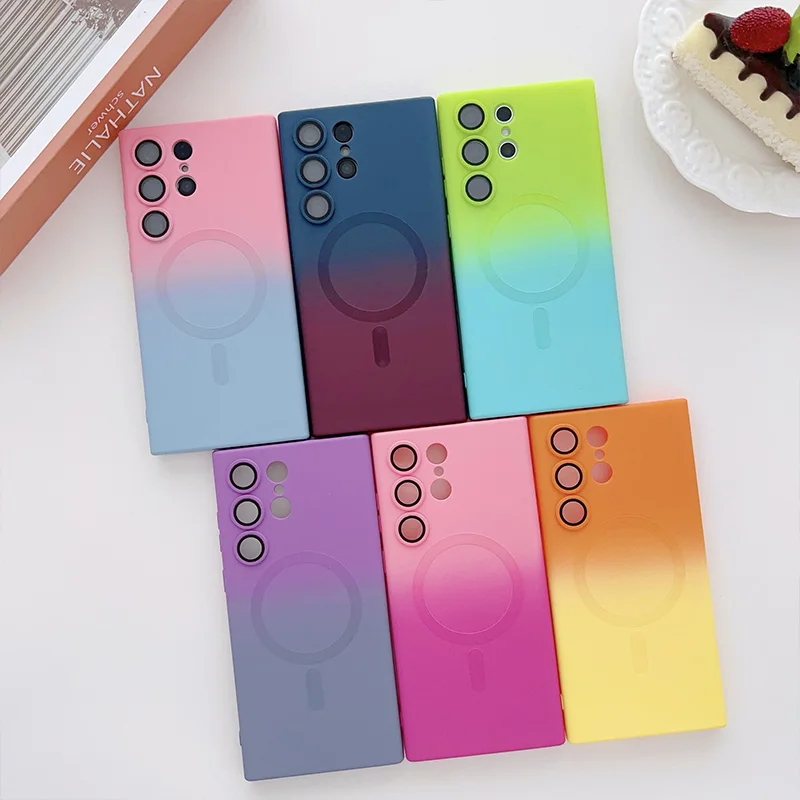 Comes With Lens Film Gradient Color Phone Case For Samsung Galaxy S26 S25 Ultra S24 S23 S22 S21 Silicone Shockproof Back Cover