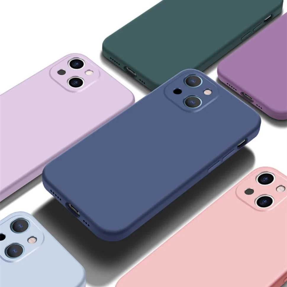 Luxury original liquid silicone phone case for iPhone14 15 13 12 11 Pro Max Mini X XR XS 7 8 Plus Shockproof Soft Case