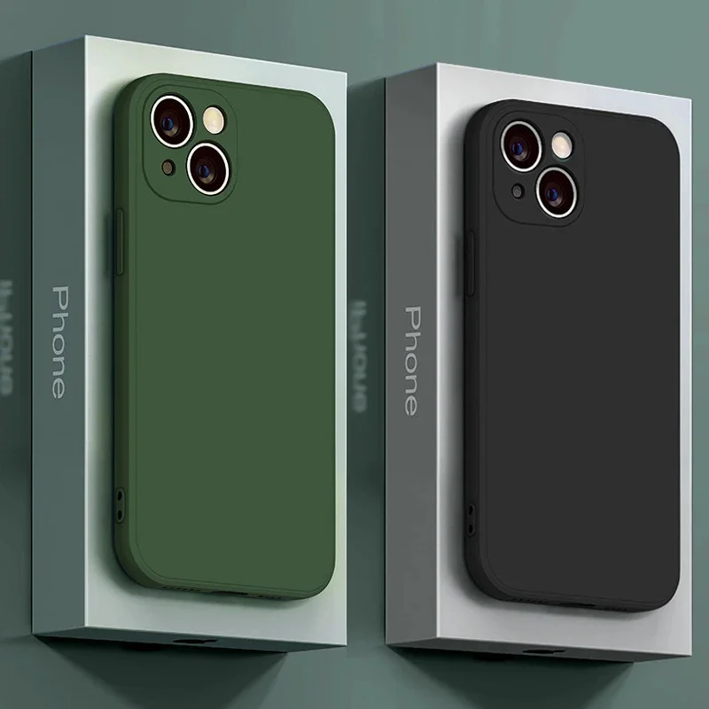 Luxury original liquid silicone phone case for iPhone14 15 13 12 11 Pro Max Mini X XR XS 7 8 Plus Shockproof Soft Case
