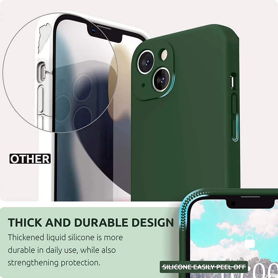 Luxury original liquid silicone phone case for iPhone14 15 13 12 11 Pro Max Mini X XR XS 7 8 Plus Shockproof Soft Case