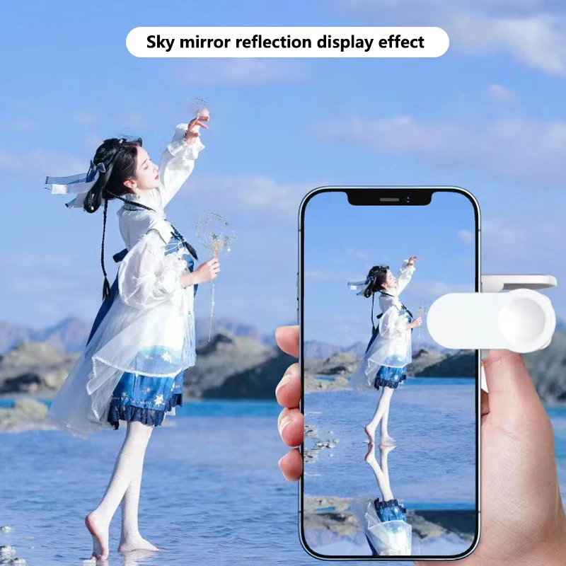 Adjustable Sky Mirror 2-in-1 Phone Rear Selfie Mirror Clip Outdoor Travel Phone  Reflector Supplies