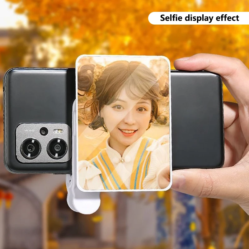 Adjustable Sky Mirror 2-in-1 Phone Rear Selfie Mirror Clip Outdoor Travel Phone  Reflector Supplies