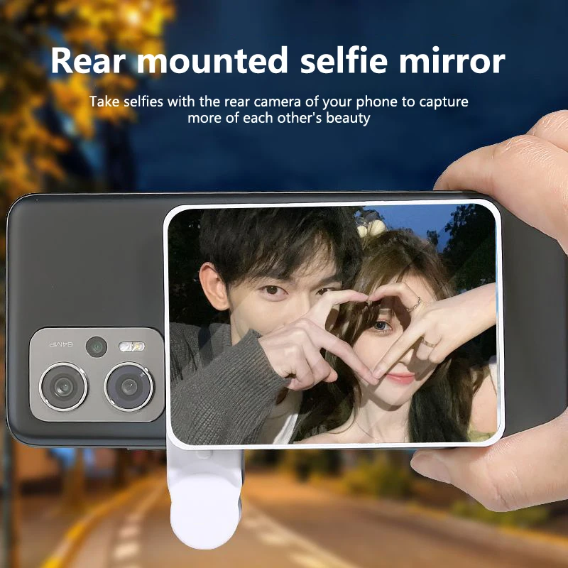 Adjustable Sky Mirror 2-in-1 Phone Rear Selfie Mirror Clip Outdoor Travel Phone  Reflector Supplies