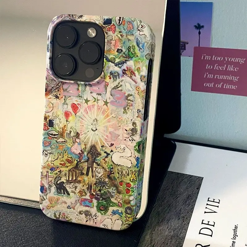 Phone Case for iPhone 16 15 14 13 12 11 Pro Max XS XR XSMax 6 7 8 Plus Glossy HD Hard PC Europe America Oil Painting Cover