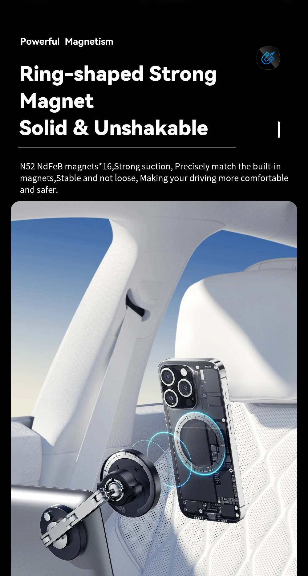 Essager 15W Magnetic Wireless Car Phone Holder Telescoping 360 Degree Car Mount For iphone 15 14 Samsung Universal Holder Stand
