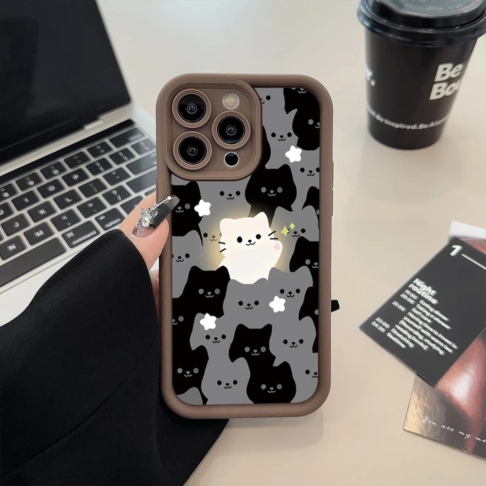Cute Cartoon Cat Silicone Phone Case For Samsung Galaxy S26 S25 Ultra S24 S23 S22 Plus S21 FE A16 A56 A55 A54 A24 A25 A26 Cover