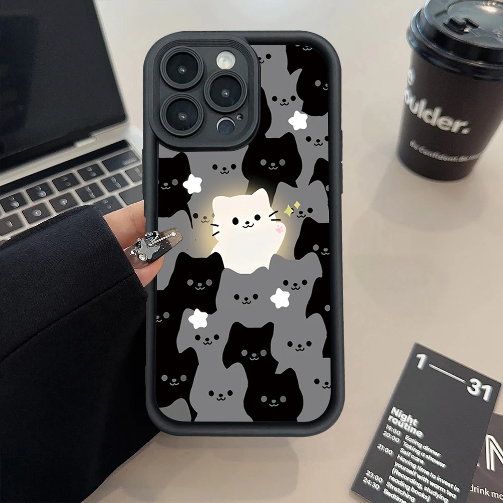 Cute Cartoon Cat Silicone Phone Case For Samsung Galaxy S26 S25 Ultra S24 S23 S22 Plus S21 FE A16 A56 A55 A54 A24 A25 A26 Cover