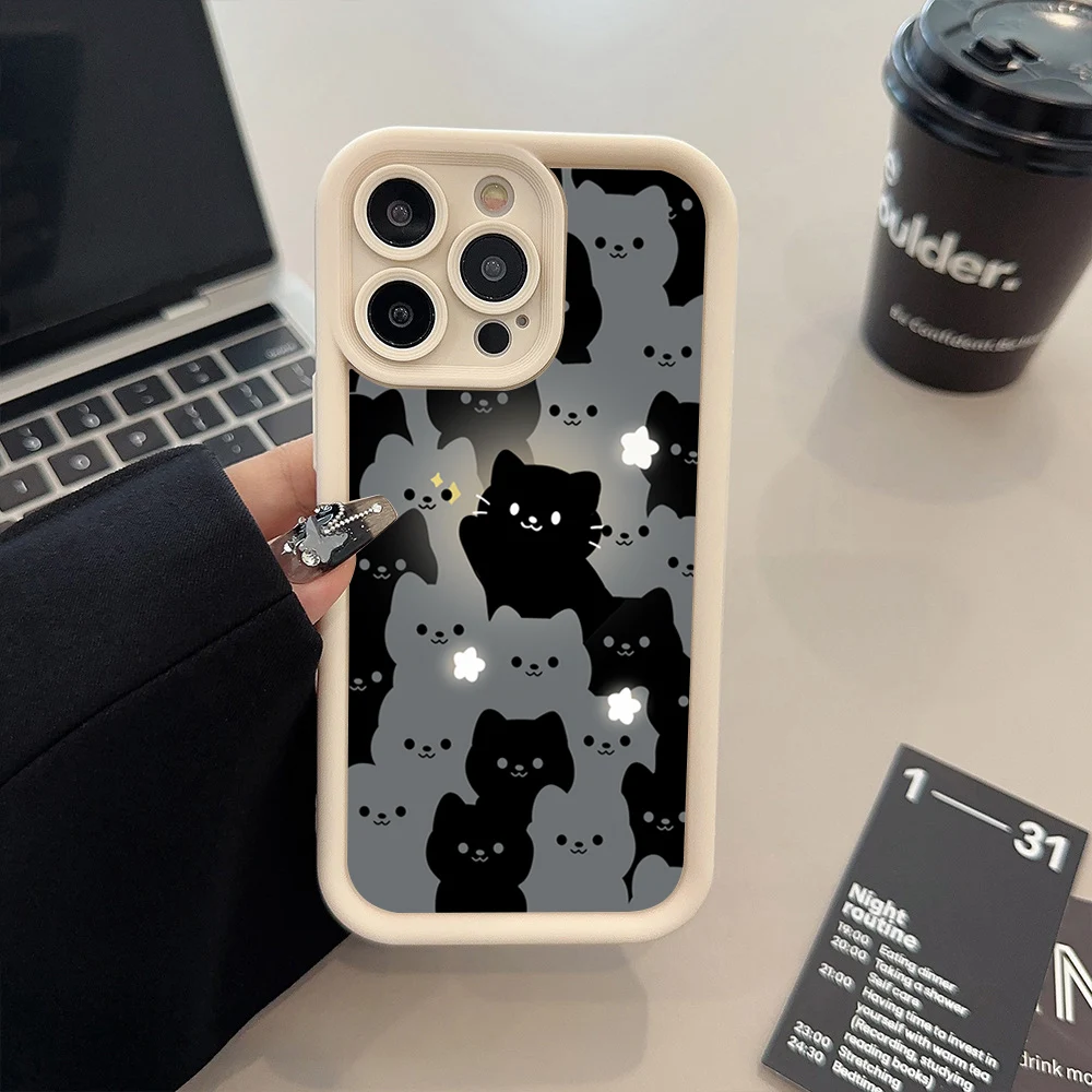 Cute Cartoon Cat Silicone Phone Case For Samsung Galaxy S26 S25 Ultra S24 S23 S22 Plus S21 FE A16 A56 A55 A54 A24 A25 A26 Cover