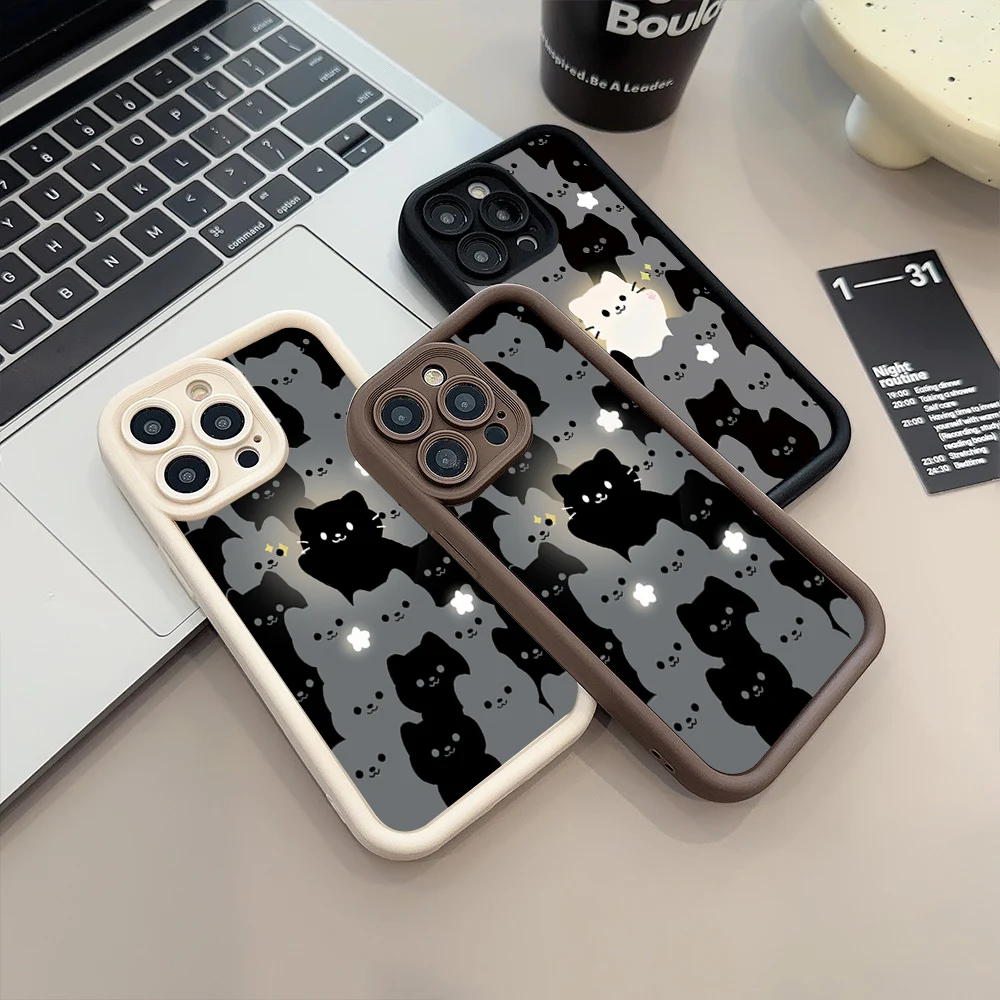 Cute Cartoon Cat Silicone Phone Case For Samsung Galaxy S26 S25 Ultra S24 S23 S22 Plus S21 FE A16 A56 A55 A54 A24 A25 A26 Cover