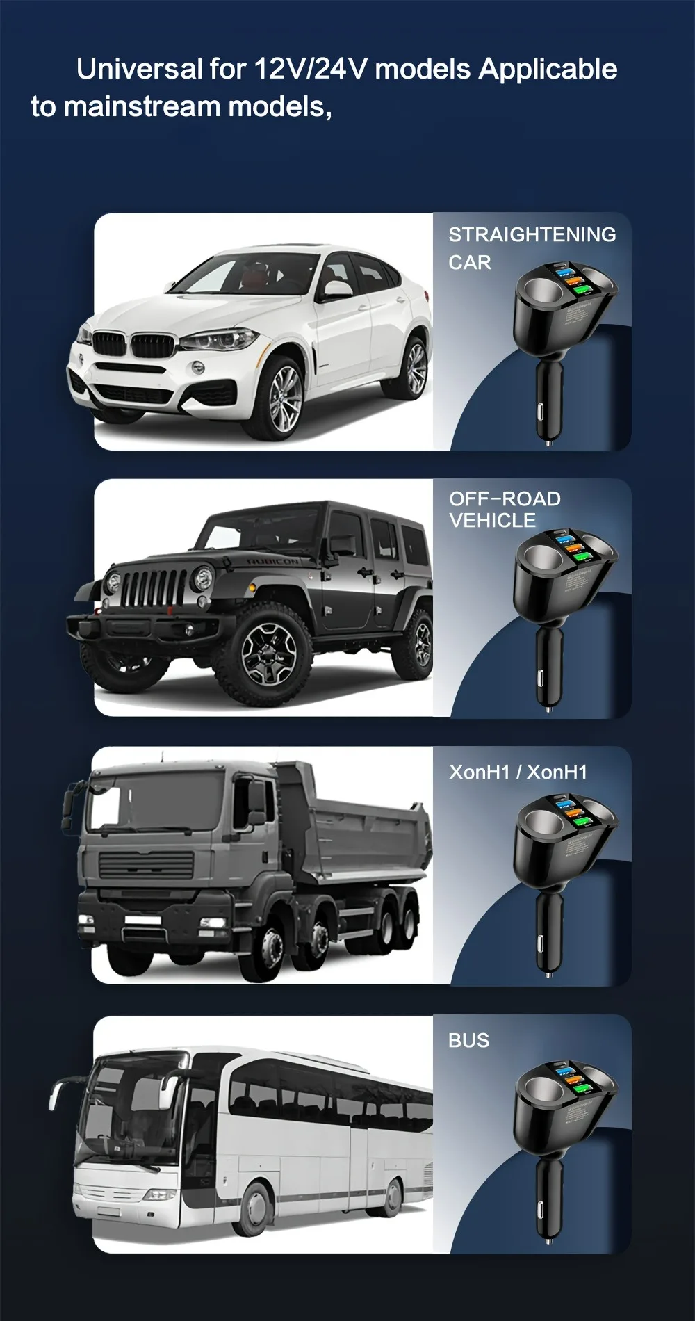 66W 4 Ports Car Charger Fast Charging USB Type C Car Phone Charger For iPhone Xiaomi Samsung Car Cigarette Lighter Power Adapter