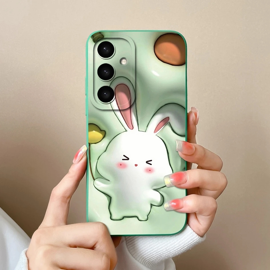 Cases For Samsung S25 Ultra S25Plus Cute Rabbit Cartoon Pattern Liquid Soft Silicone Premium Protection For Samsung S 25 Coques