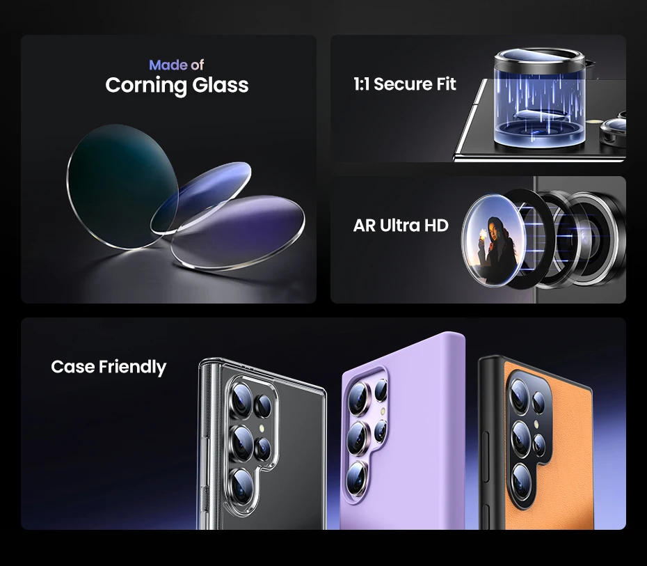 UGREEN Camera Lens Protector for Samsung Galaxy S24 Ultra Full Lens Glass for Samsung S24 Ultra Protective Film