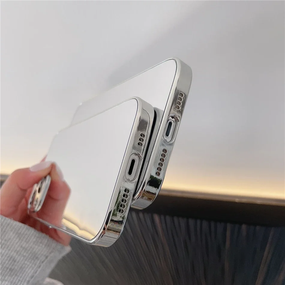 Luxury Glossy Plating Gold Silver Mirror Plain Phone Case for iPhone 16 15 14 13 12 11 Pro Max 15 14 16 Plus Back Cover Coques