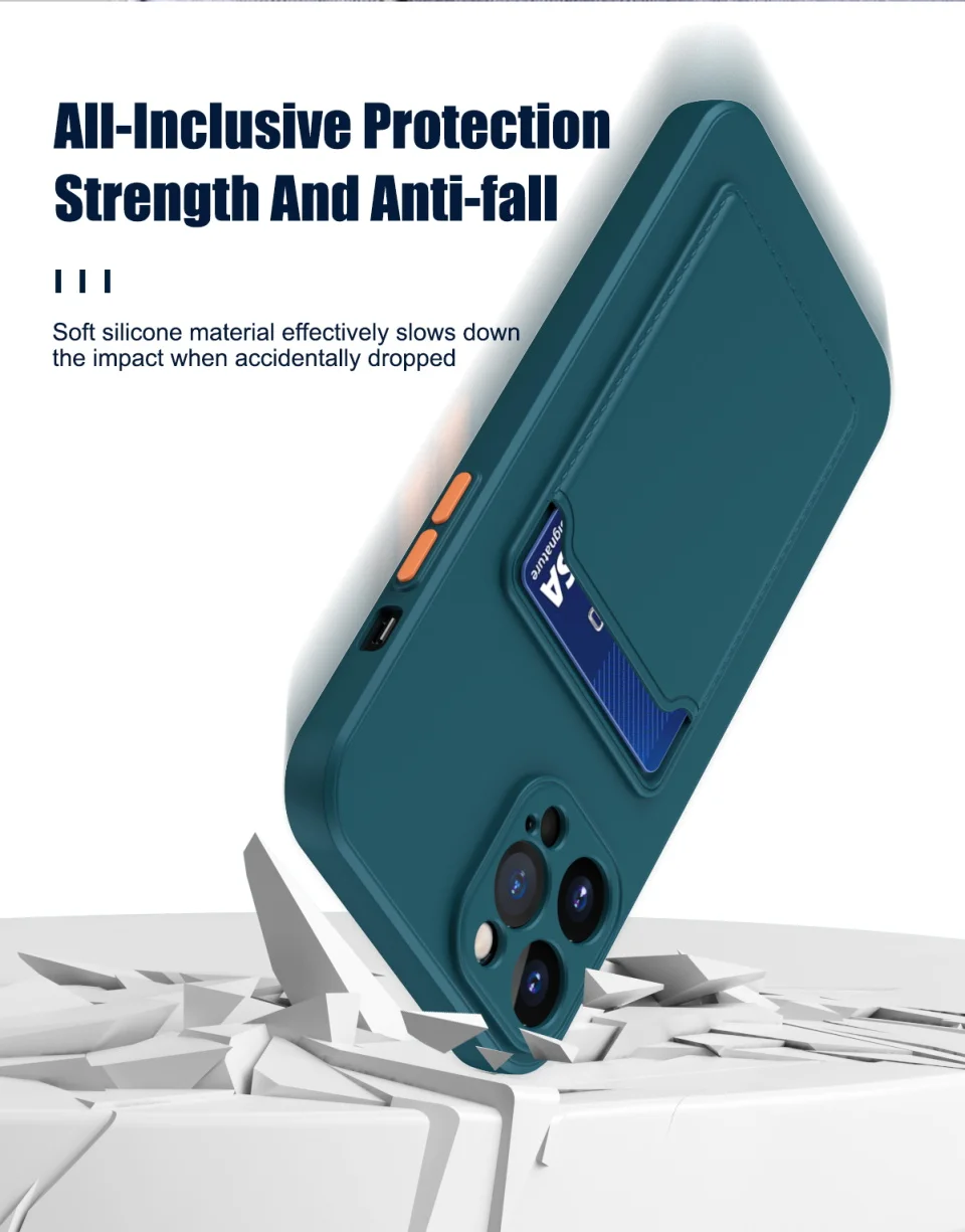 Luxury Soft Silicone Wallet Case Funda For iPhone 17 Air 16 15 14 11 13 12 Pro Max Plus Card Holder Slot Back Cover Protective