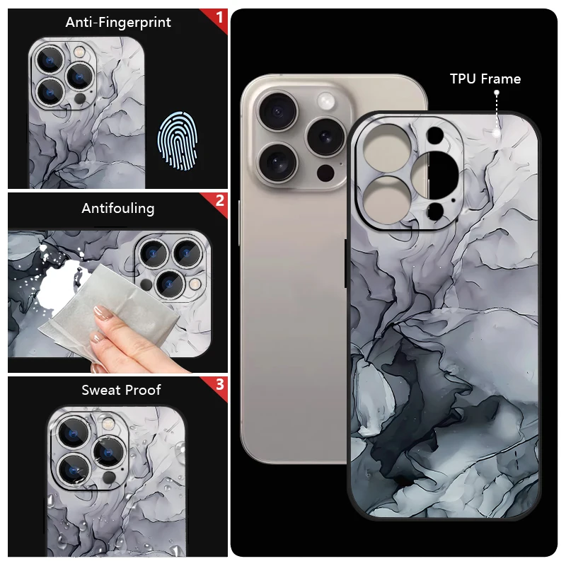 Colorful Marble Case For iPhone 15 Pro Max Coque iPhone 14 13 12 18 Pro Max 11 16 16E 17 Luxury Shockproof Lanyard Case Cover