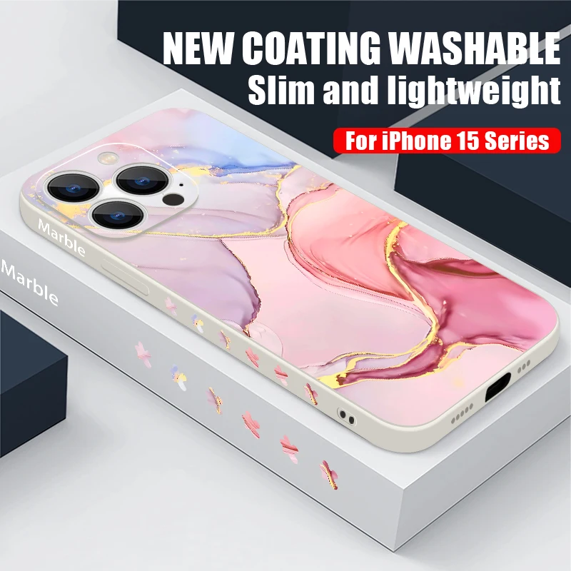 Colorful Marble Case For iPhone 15 Pro Max Coque iPhone 14 13 12 18 Pro Max 11 16 16E 17 Luxury Shockproof Lanyard Case Cover