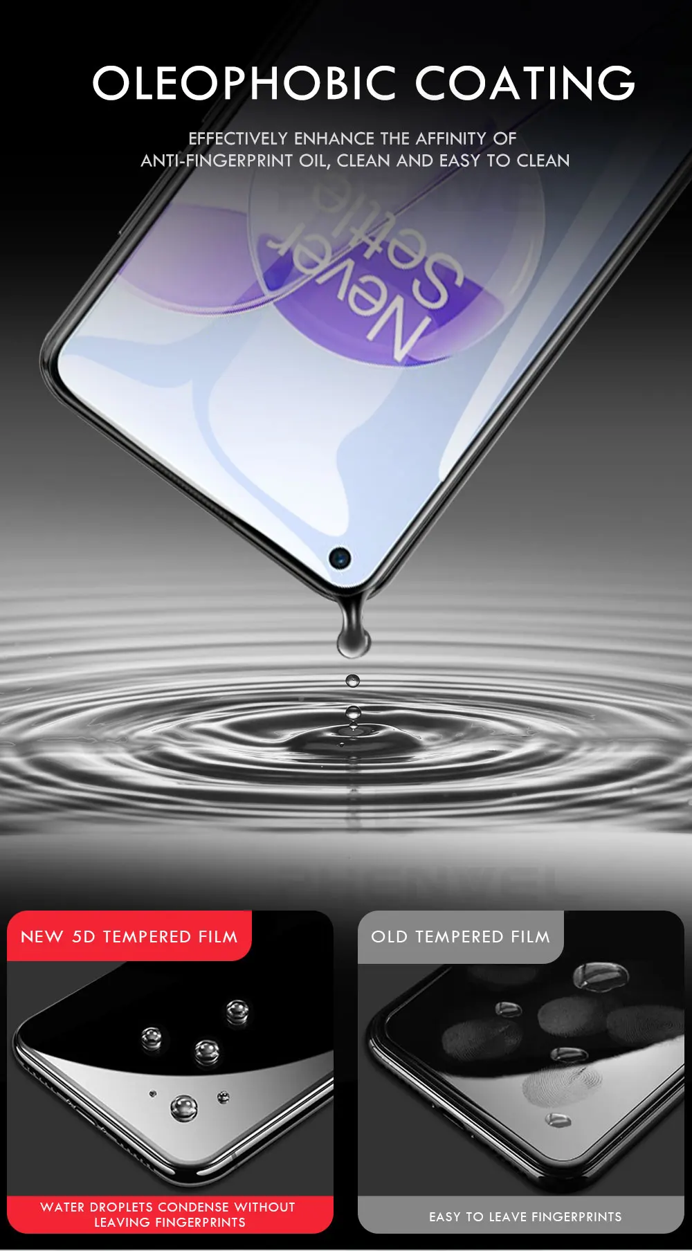 Oleophobic Glass Film For Oneplus 9R 9 Screen Protector Full Cover Tempered Glass For Oneplus 8T 7T 7 6T 9RT