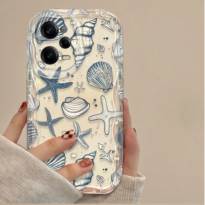 Clear Case For Xiaomi Redmi Note 14 13 12 12C 11 Pro Plus 5G 12S 11S 10S Redmi 14C 13C 12 4G A3 A3X Color Flower Marine Organism