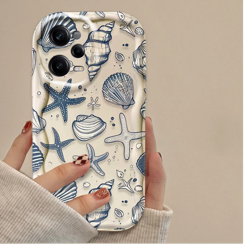 Clear Case For Xiaomi Redmi Note 14 13 12 12C 11 Pro Plus 5G 12S 11S 10S Redmi 14C 13C 12 4G A3 A3X Color Flower Marine Organism