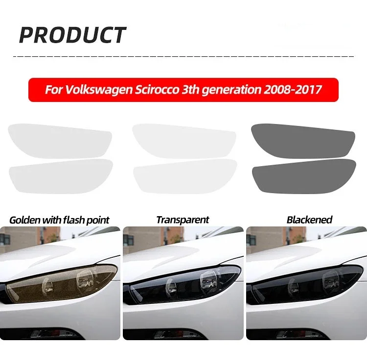 For Volkswagen Scirocco MK3 TDI R Line 2008-2017 Car Headlight Protective Film Front Light Transparent Smoked Black TPU Sticker
